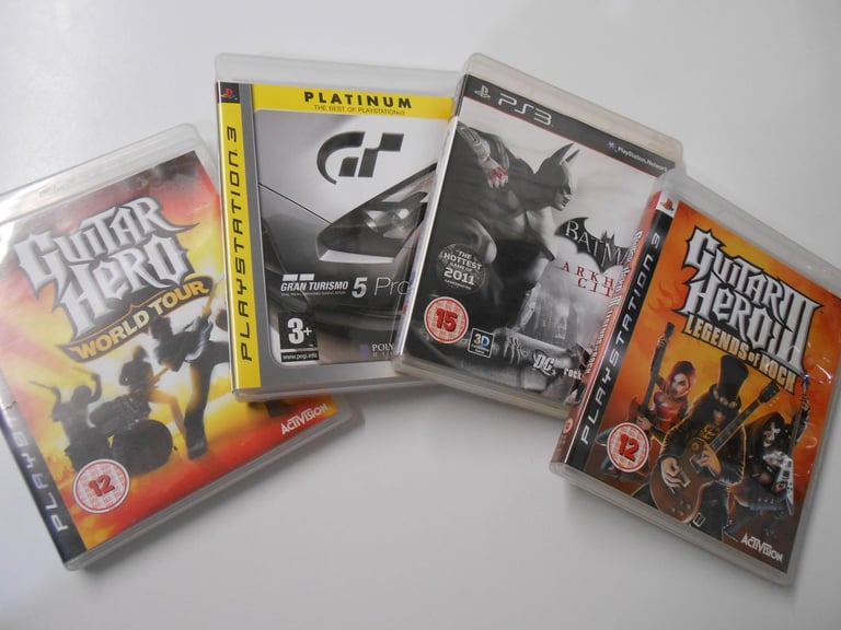 image for Playstation 3 / PS3 Games x 4 Batman, Gran Turismo, Guitar Hero III & Guitar Hero World Tour