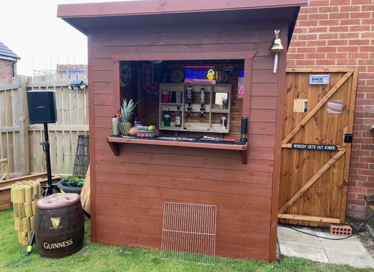 Garden Bar - Pent Shed with Hatch High Quality with Rubber Roof - Optics - Great for BBQ’s