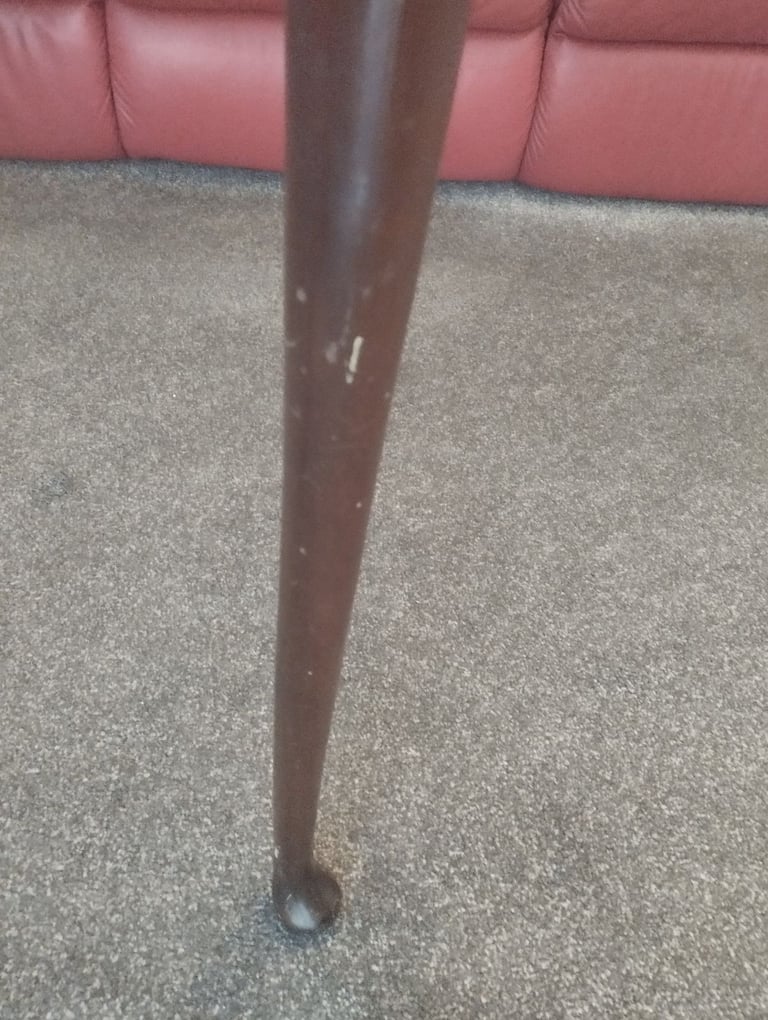 Vintage Demi Lune Half Moon Table in Dark Solid Wood 