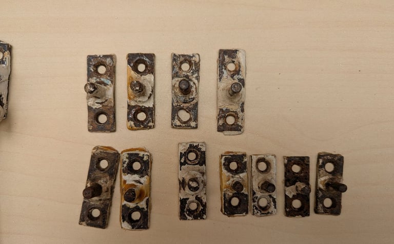 Bundle Vintage 1930's Cast Iron Monkey Tail Window Stays, Window Catches & Posts