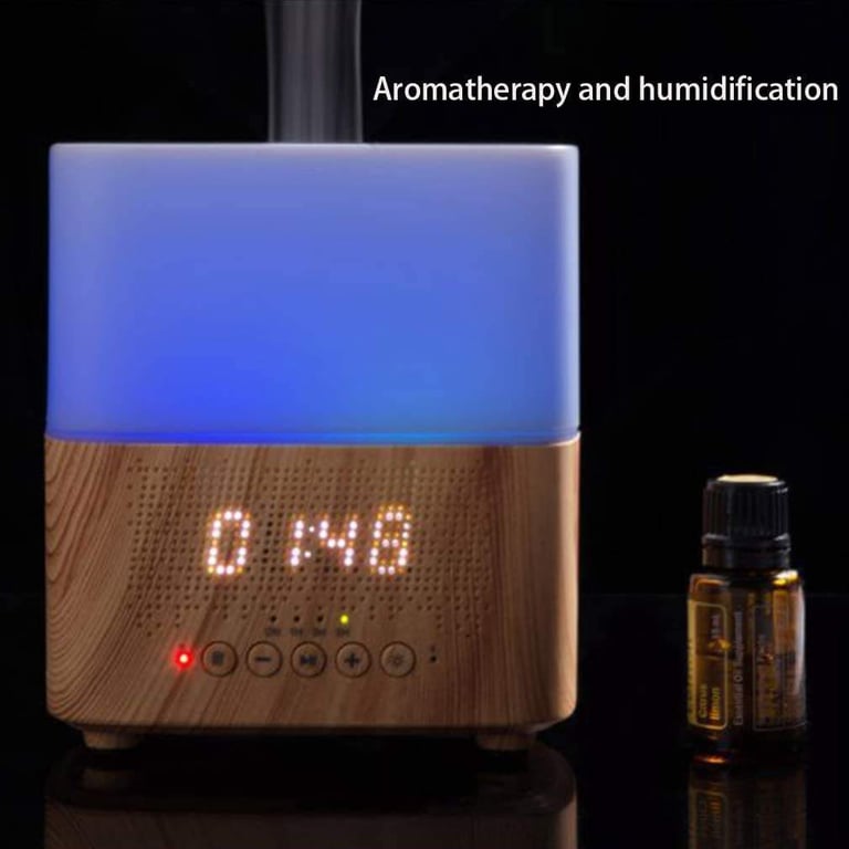 Smart Oil Diffuser + Bluetooth Speaker + Digital Alarm Clock + 7 LED Therapy Night Light