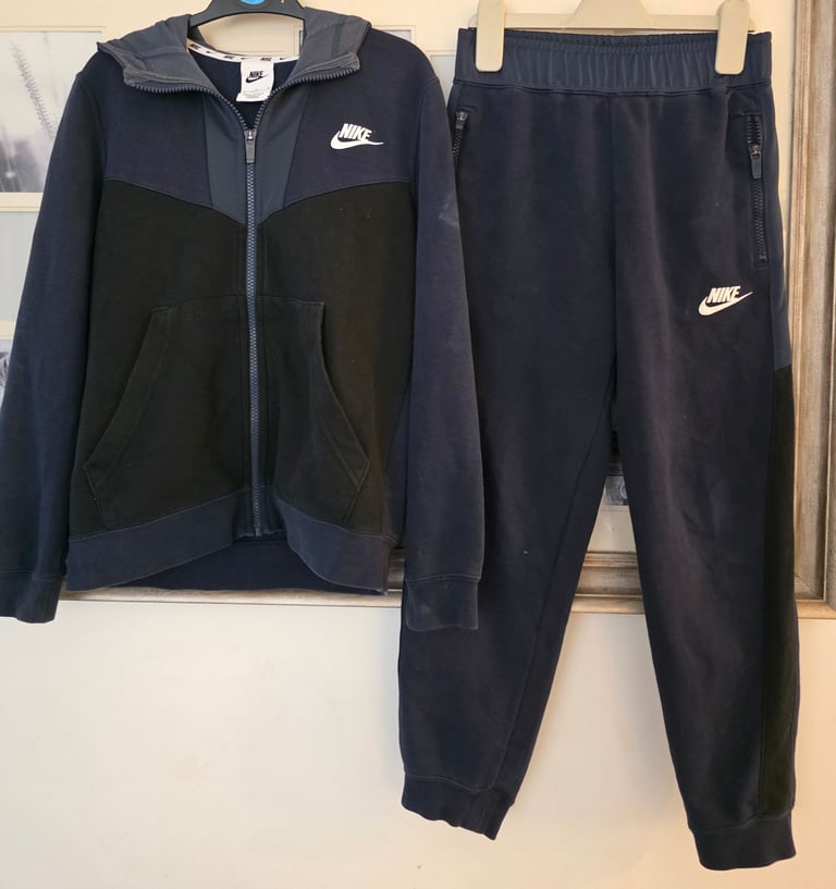image for Nike Kids Fleece Tracksuit Set Black/Navy 8-10 Years zipped Hoodie & Joggers