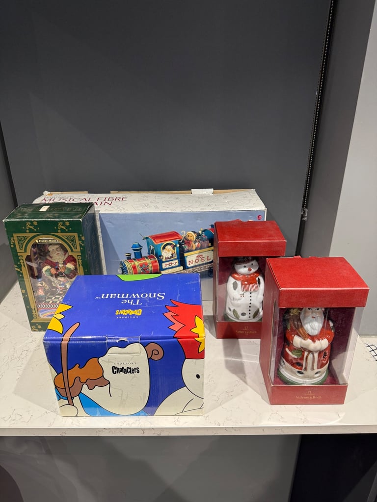 image for 5 Christmas Ornaments - decolights, music box, train