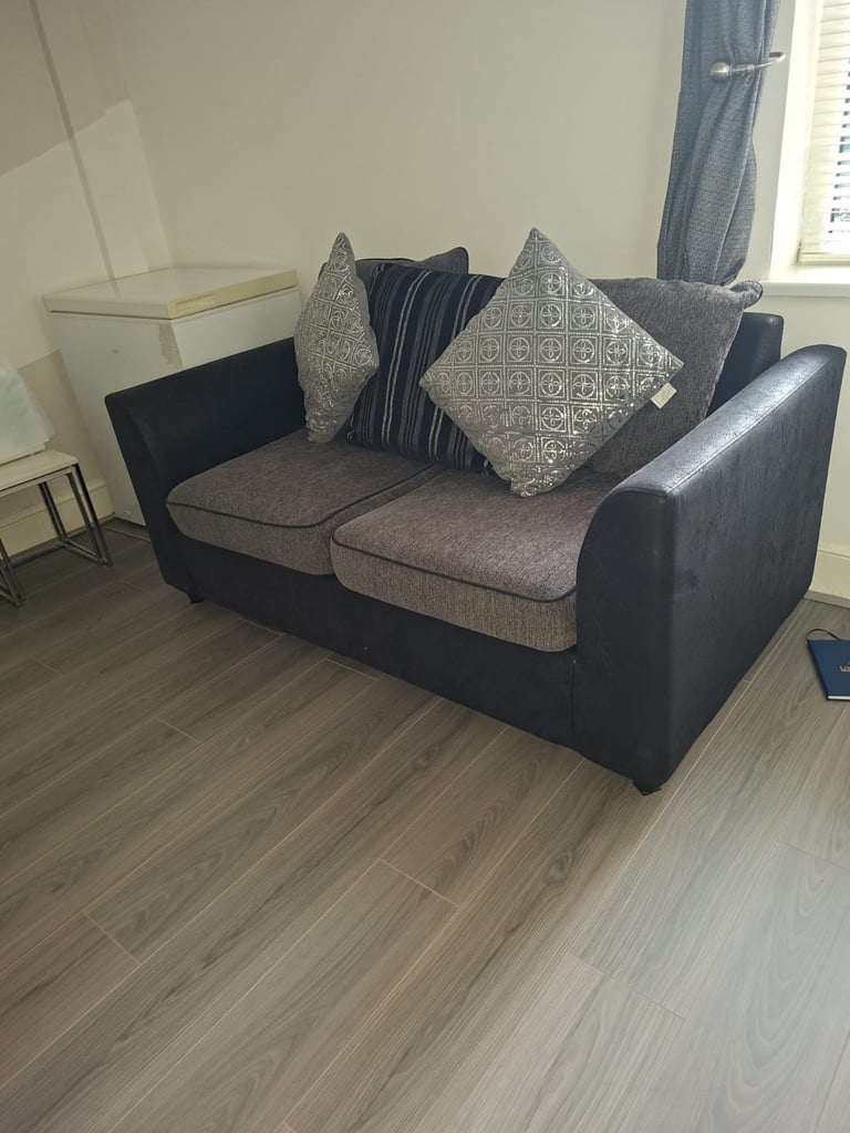 image for 2 seater Sofa bed grey and black