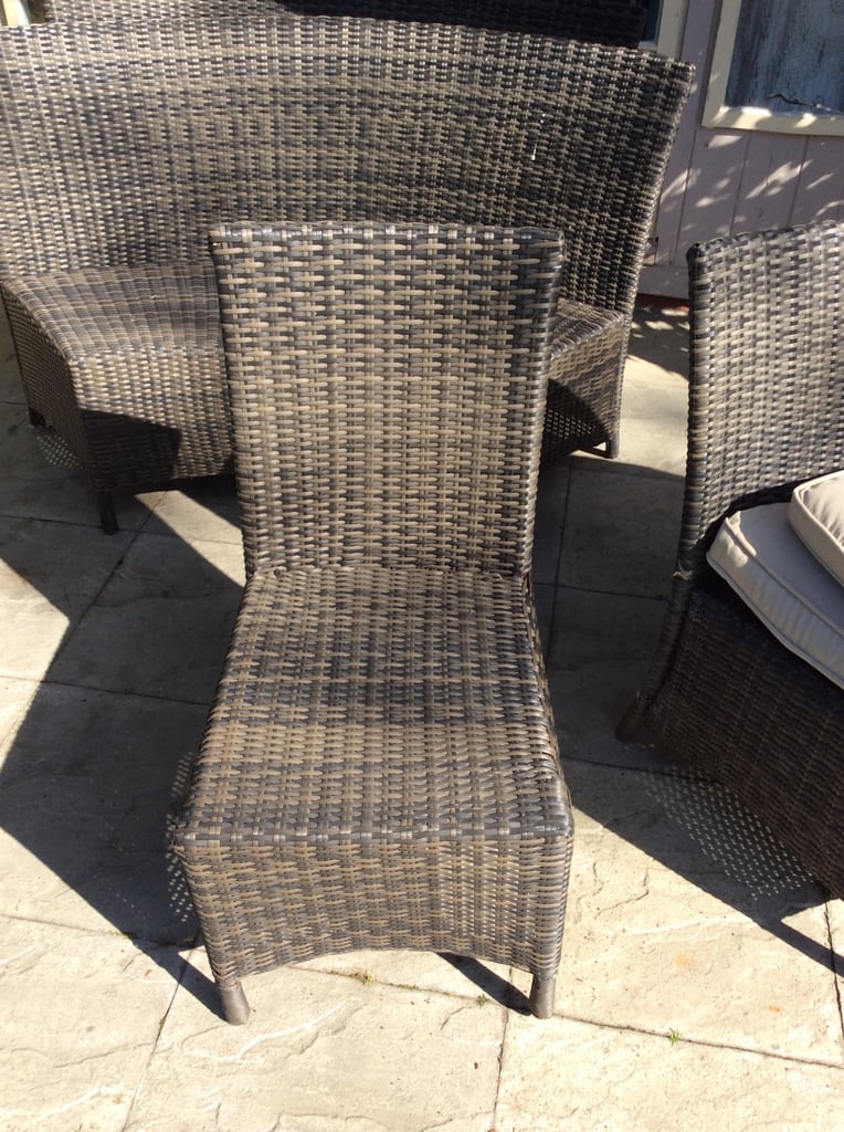 Rattan bench with 2 chairs inc cushions which are in perfect condition 