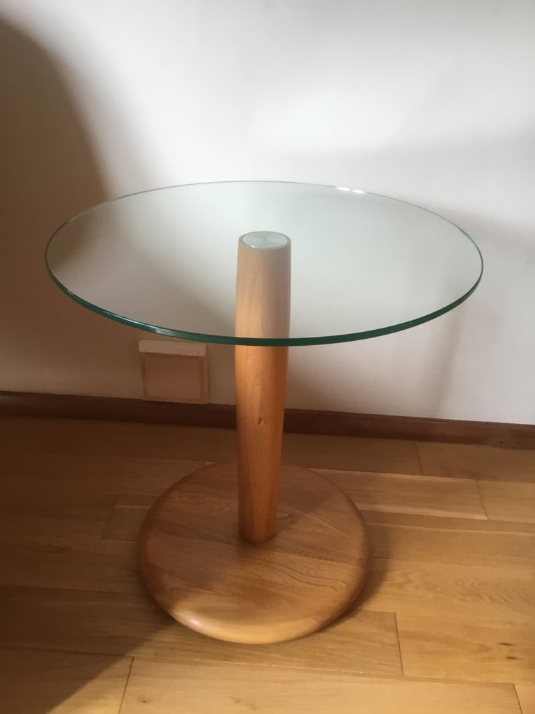 Ercol glass top side table