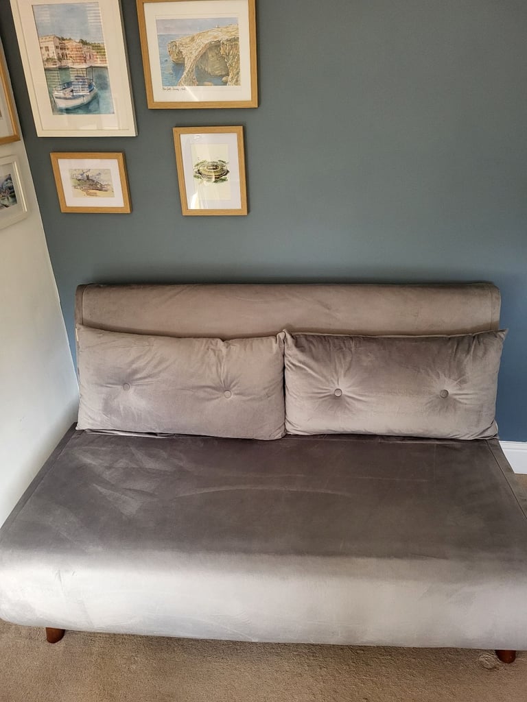 Double Sofa bed - grey velvet fold out bed
