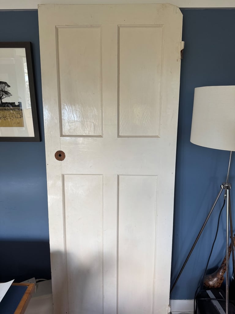 image for Solid Oak painted 1930s internal door. Shaker style, Bournville Village Trust 4 panel door
