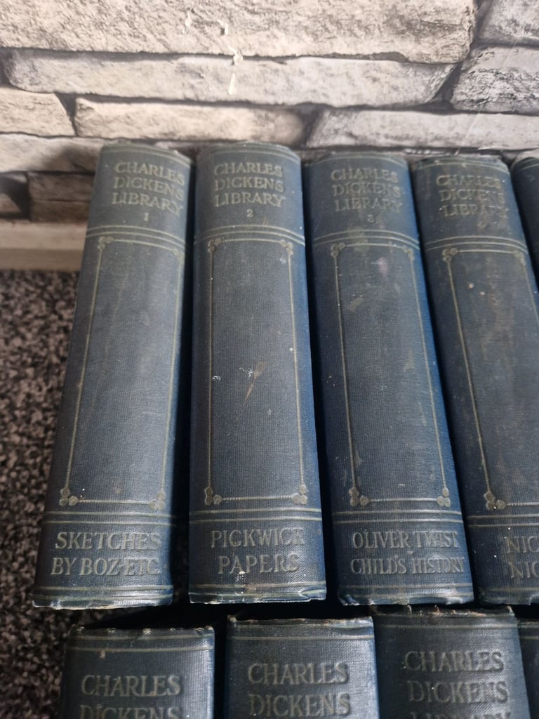Antique books full set of Charles Dickens library from 1910