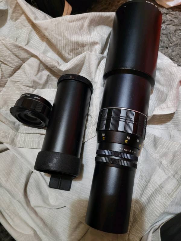 Vintage Cameras and 3x telescopic lenses promura, Phago, Cobra flash