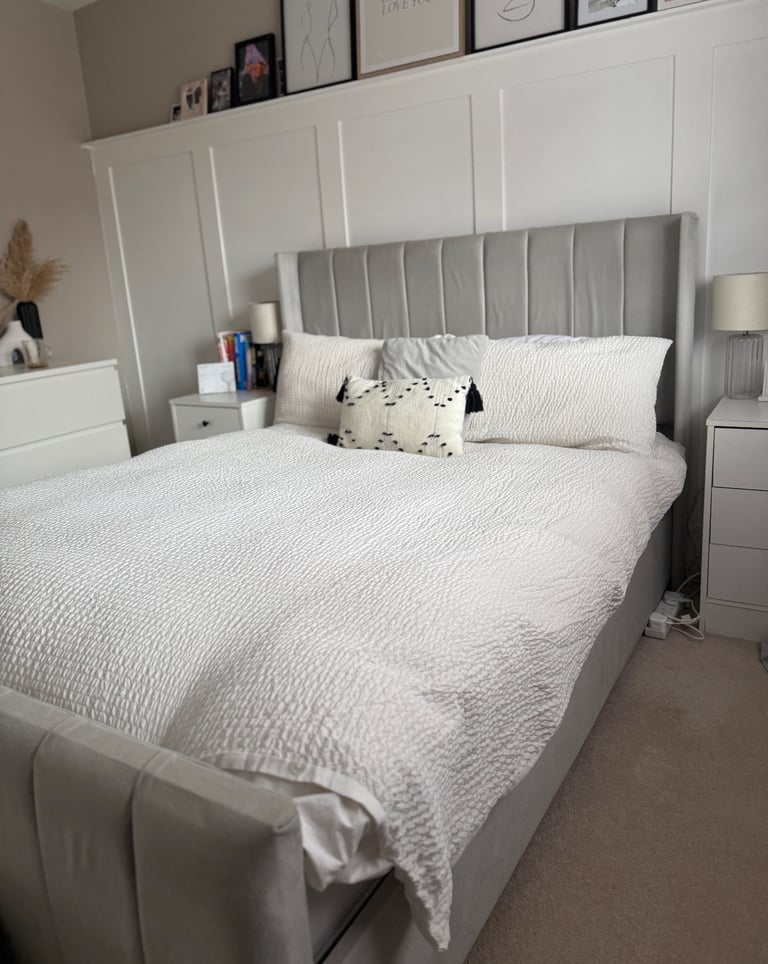Light Grey Double Bed Frame **Available After Friday 31st October**