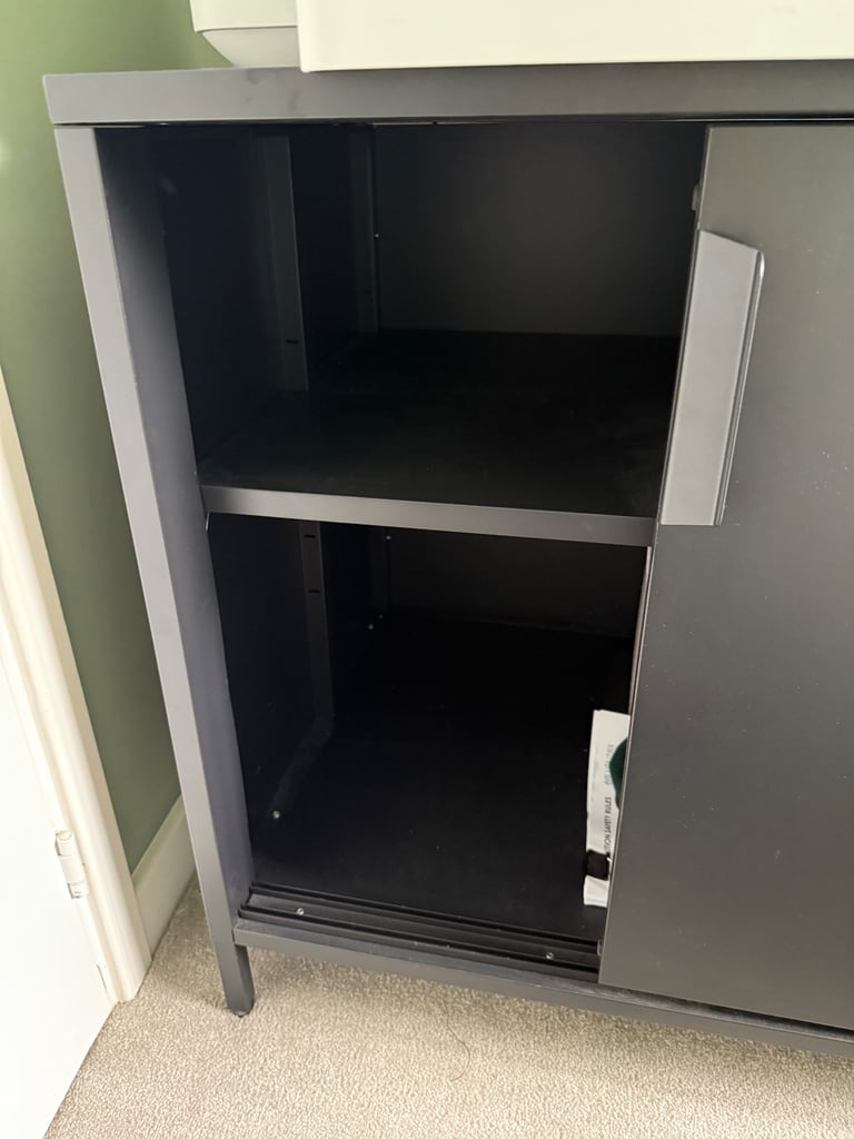 Black Desk, chair and cabinet office set 