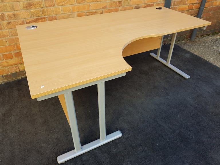 Light wood Corner Desk & Drawers for Office or Home