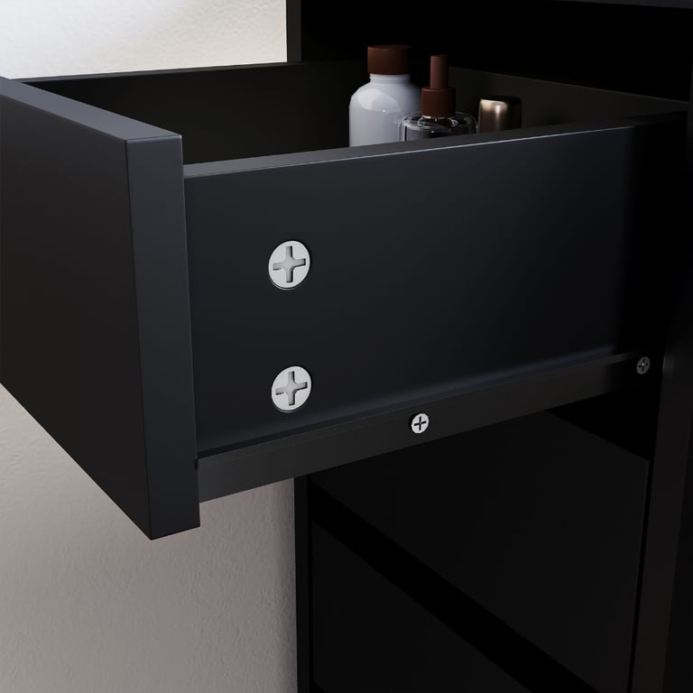 New Black 5 Drawers Makeup Desk with Mirror and Stool RRP £215 Our Price £140