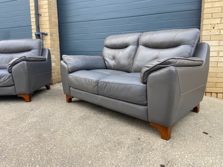 Grey leather sofas DELIVERY AVAILABLE 