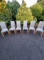 6 really nice grey striped dining room chairs £120