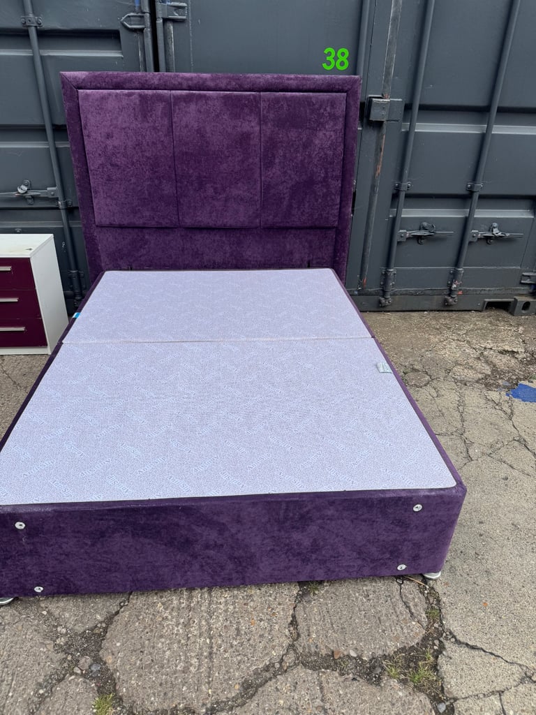 Purple Double Bed and Mattress 