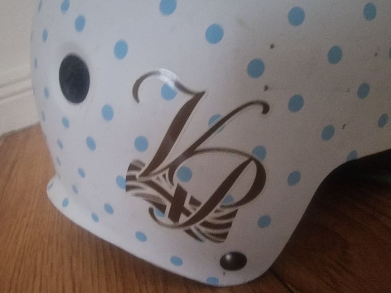 image for ✨ Stylish KD White & Blue Polka Dot Bicycle Helmet – Like New, Premium Quality ✨
