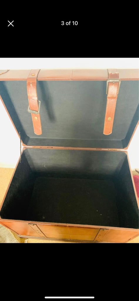 Leather large storage trunk 