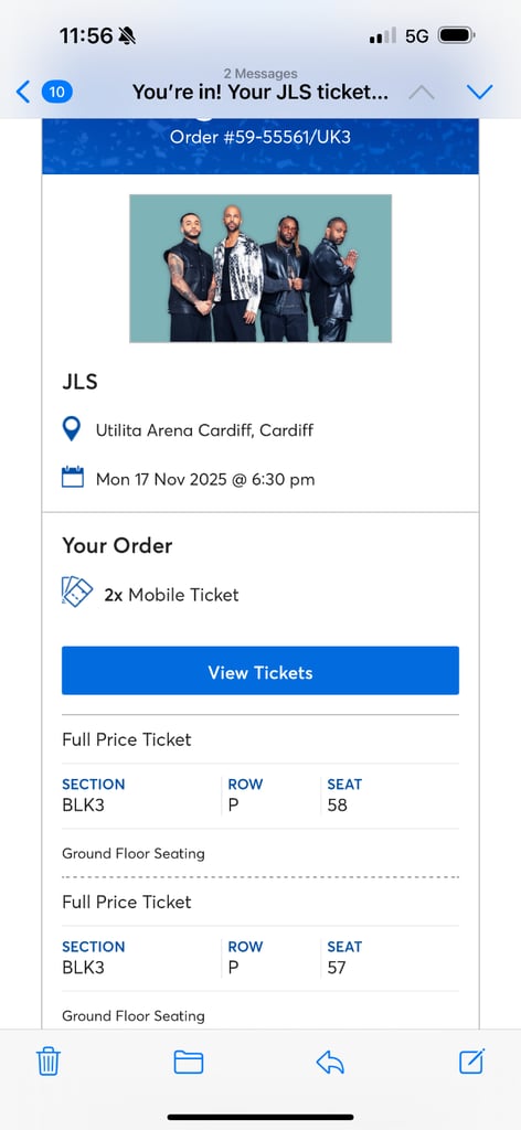 JLS Tickets - Utility Arena (Cardiff) - 17th November