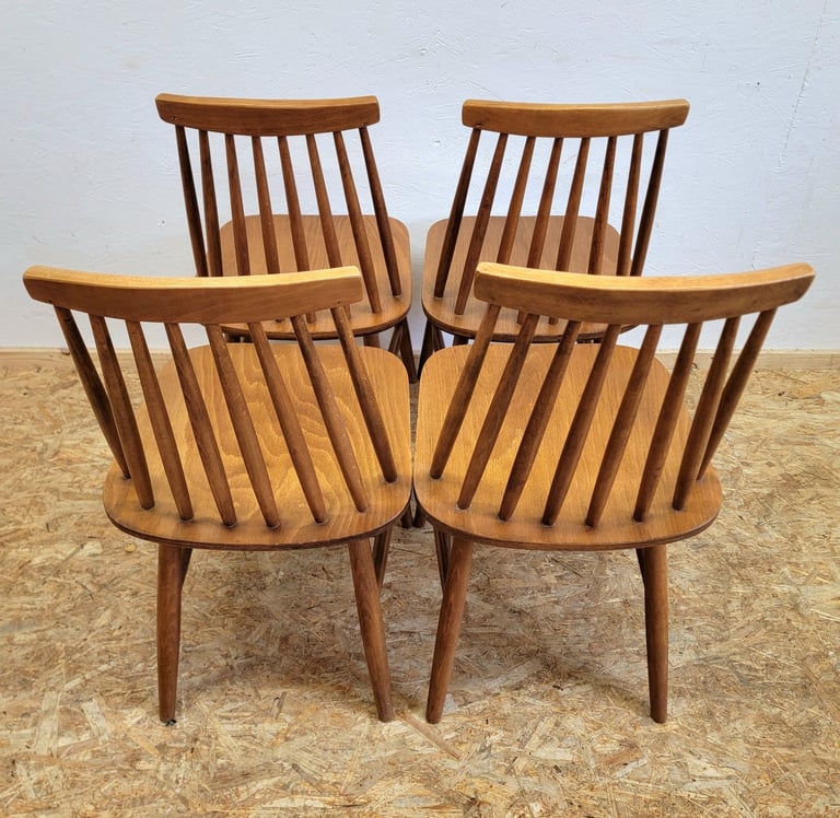 Set 4 x Retro 70s IKEA Tellus Teak Finish Dining Chairs - Mid Century G-Plan Era