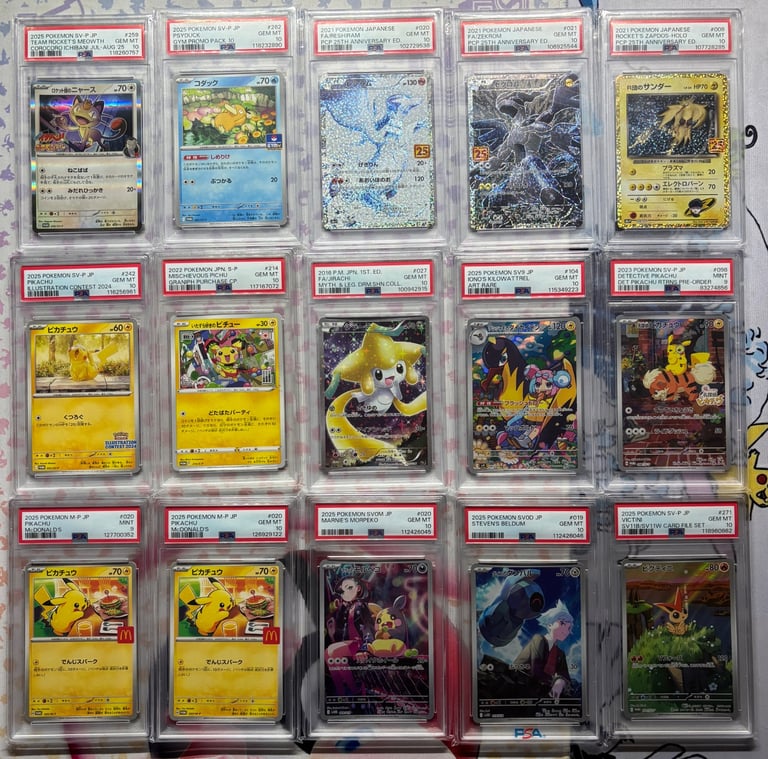 image for Pokémon Cards PSA 10 Pikachu Meowth Reshiram + 