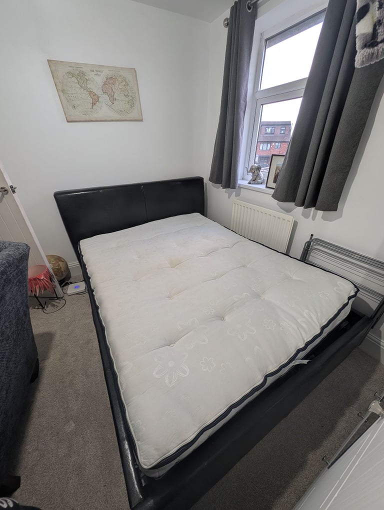 image for Faux leather king size bed frame only - Collection Only