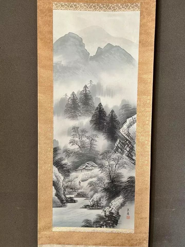 [Japanese Kakejiku] Hanging Scroll Landscape Painting Japan Showa Retro Tokonoma