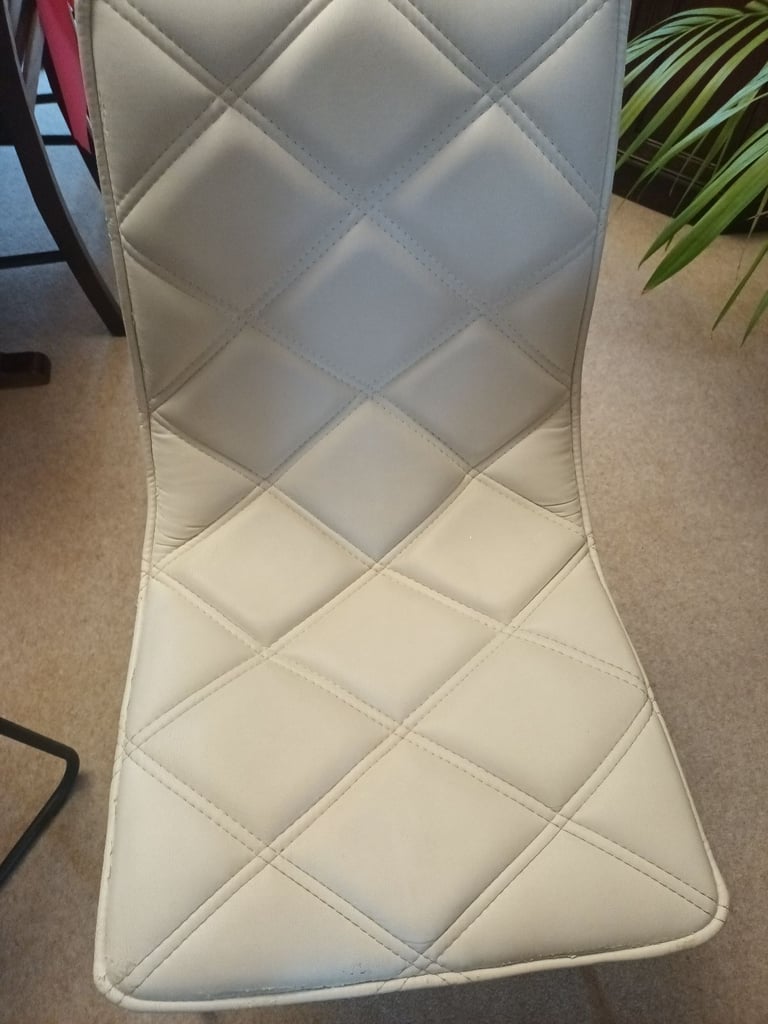 6 MODERN DINING CHAIRS - 3 WHITE,  3 DARK GREY