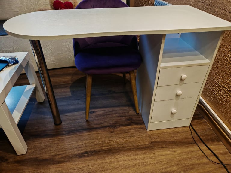 image for White Professional Manicure Table Portable Nail Station Desk 3 Drawers Spa Salon. Self pickup.
