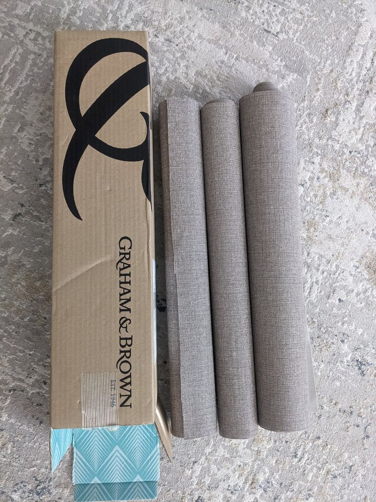 Graham & Brown wallpaper - linen chocolate brown 9m