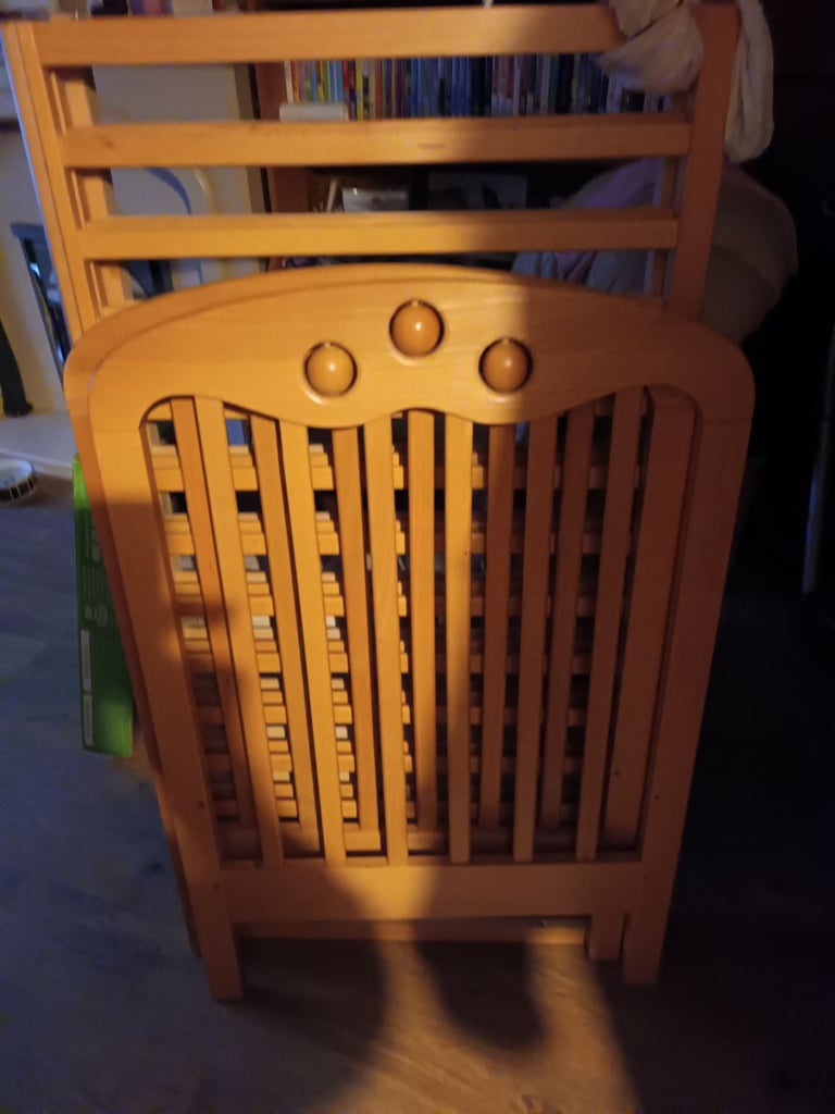 image for AS NEW SOLID PINE BABY,S COT