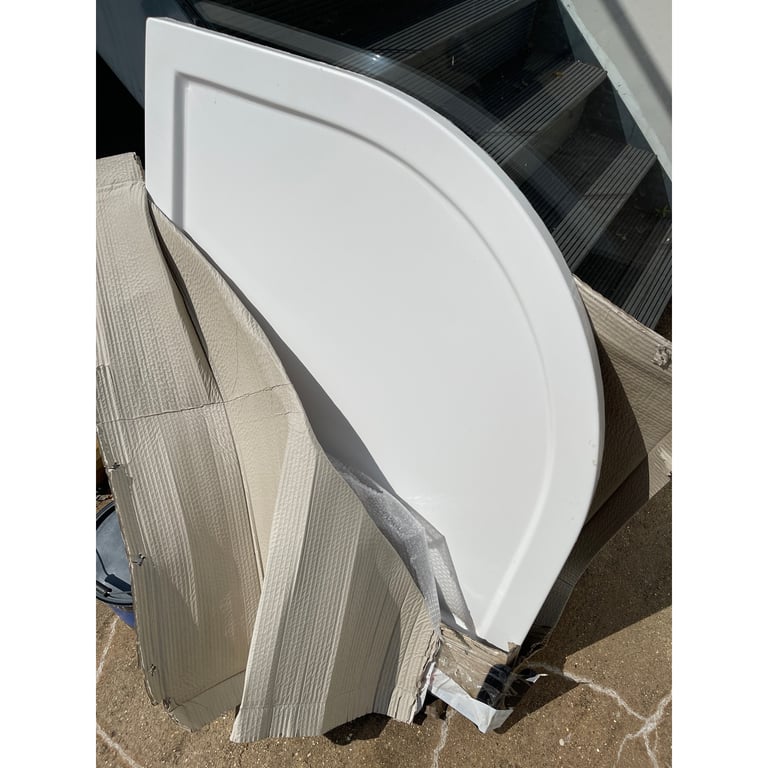 image for 90x90 white fibreglass shower tray 