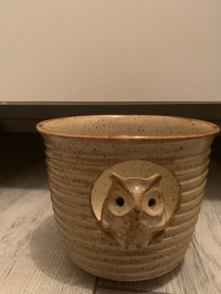 image for Vintage Grayshott Pottery Cut Out Owl Vase/ pot