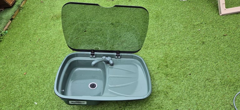 image for SPINFLO sink with drainer, mixer tap and glass lid.