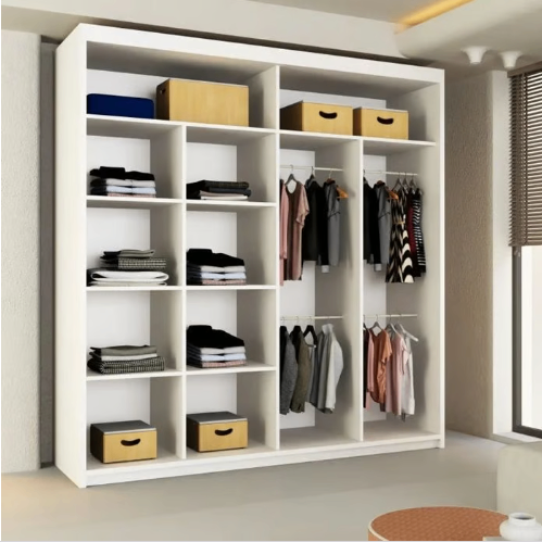 Brand New - Lisbon Mirror Sliding Door Wardrobe - White - SAME/NEXT DAY DELIVERY
