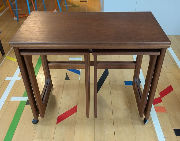 Mid-Century McIntosh Triform Teak Metamorphic Nest of Tables. 