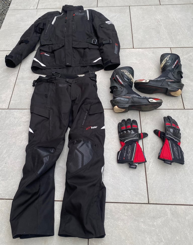 Alpinestars tech touring motorcycle suit rst boots and gloves