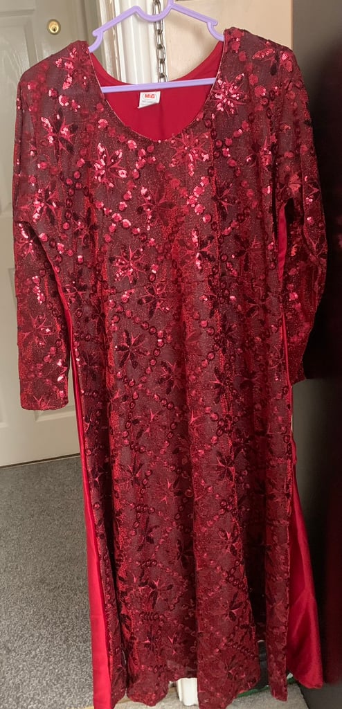 Red sequence maxi dress