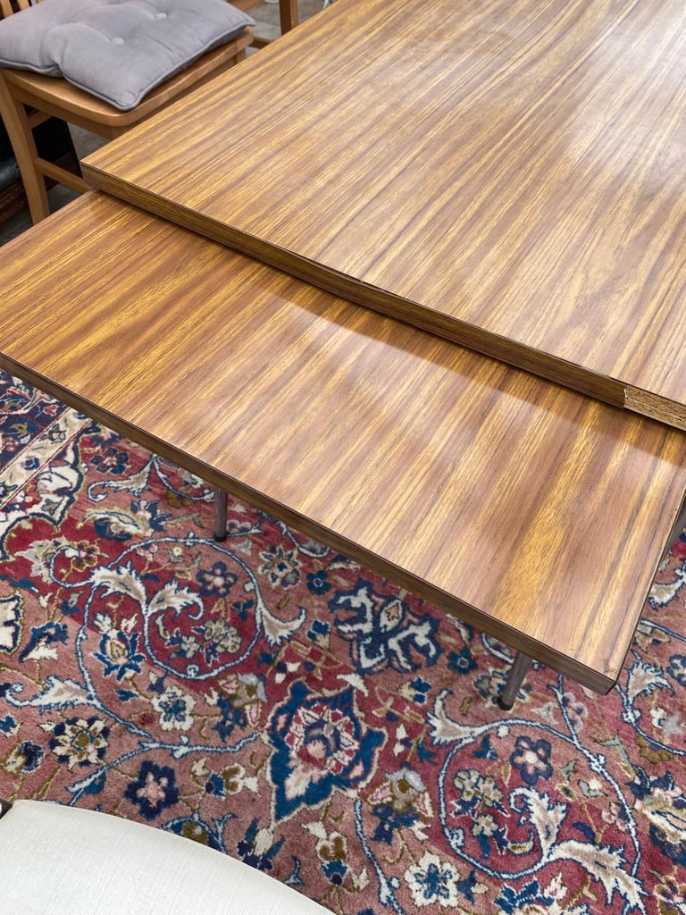 Vintage 1960s French Supermatic by Brevet Extendable Dining Table and 3 Chairs