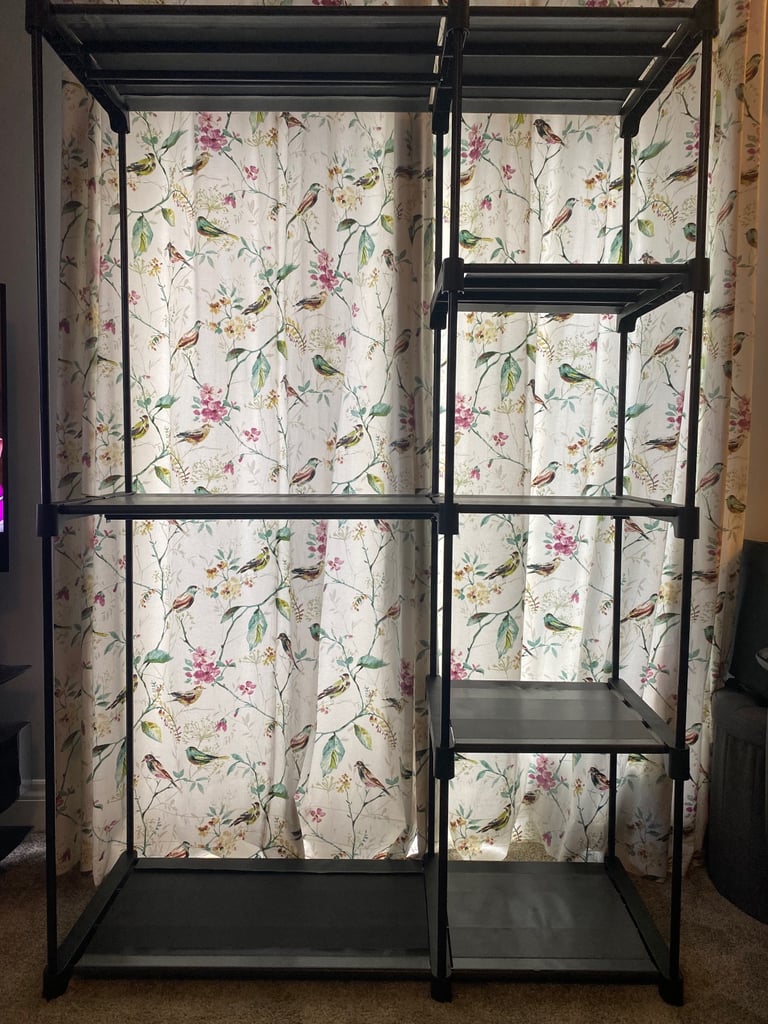 Open freestanding wardrobe clothes rail