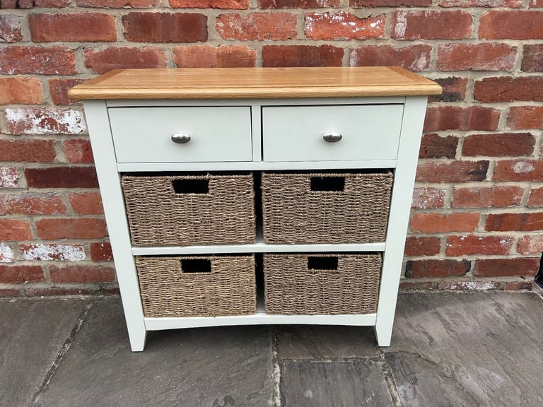 Oak & White Painted Console Table - Good Condition 