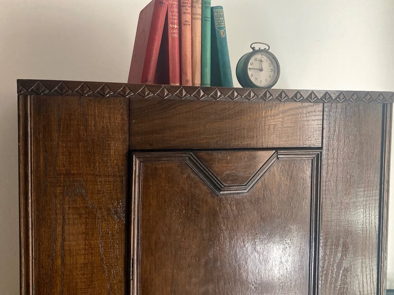 Antique Oak Wardrobe Hall Cupboard Delivery Available 