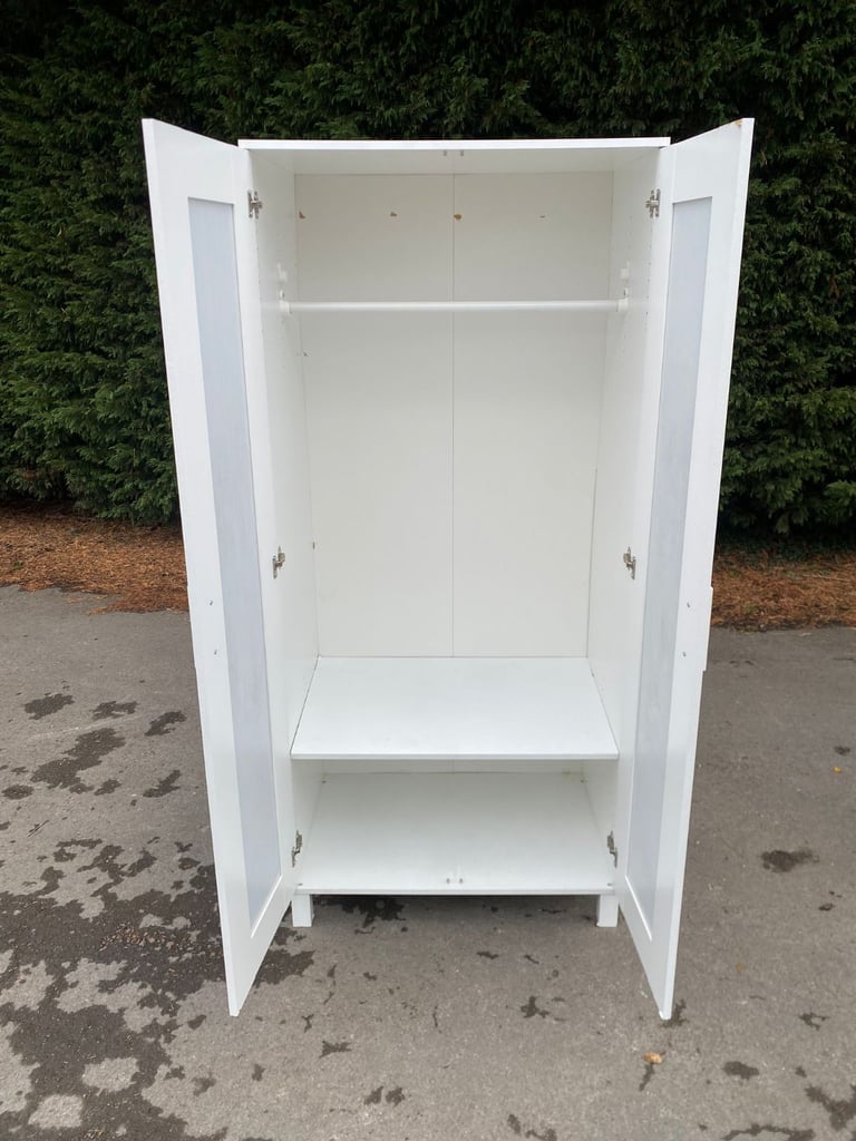 IKEA Stylish White Storage Cabinet / Wardrobe with Frosted Glass Panels