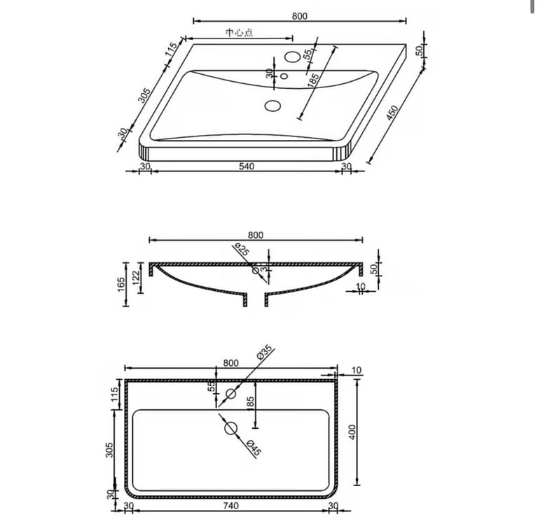 Wall Hung Oak Wood Basin Bathroom Vanity Unit 800mm and sink