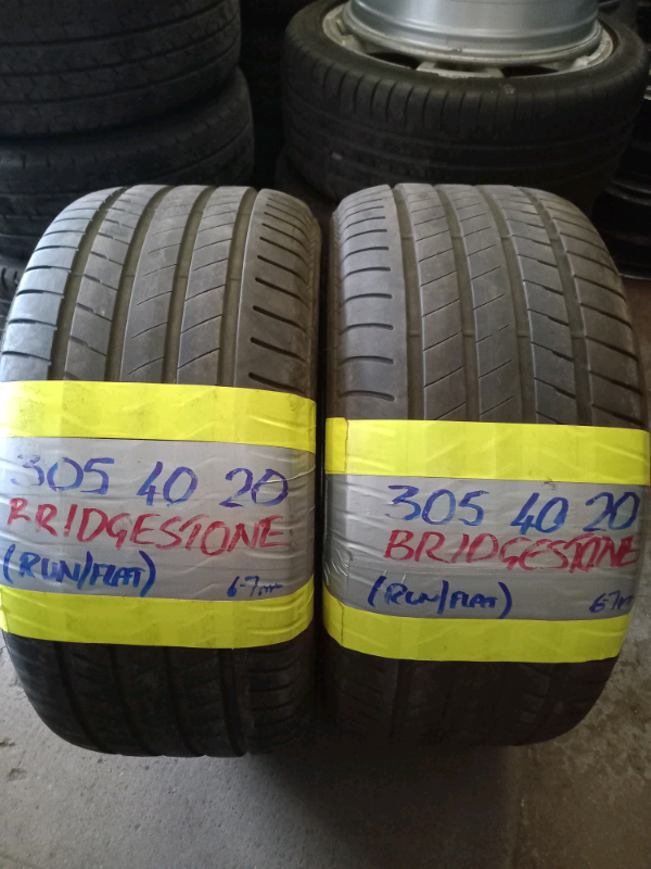 Matching pair 305 40 20 Bridgestone run flat tyres fitted & bal 7dys