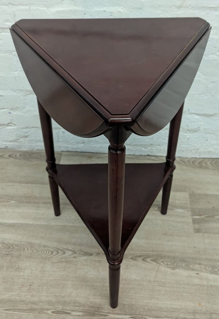20th century mahogany drop leaf twist top side table plant stand  by St Michael 