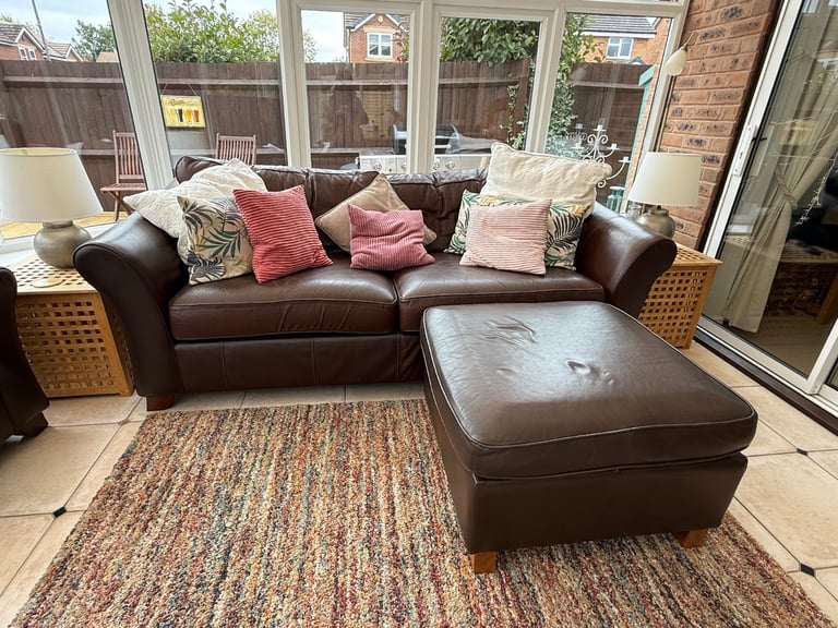 Large M&S Abbey sofa, chair and foot stool/ storage box