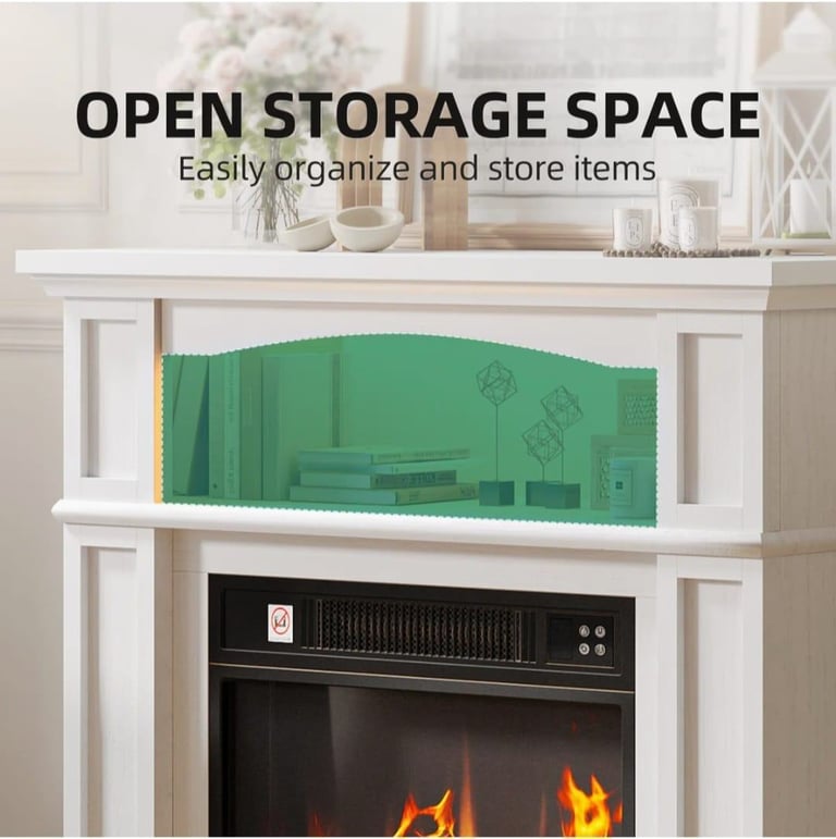 Russel Lark Manor Electric Fireplace with LED Storage Shelf