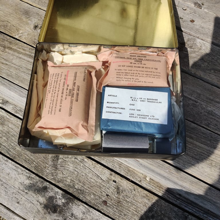 Vintage British army Land rover first aid kit 